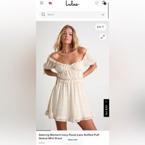 Lulus Adoring Moment Ivory Floral Lace Ruffled Puff Sleeve Mini Dress